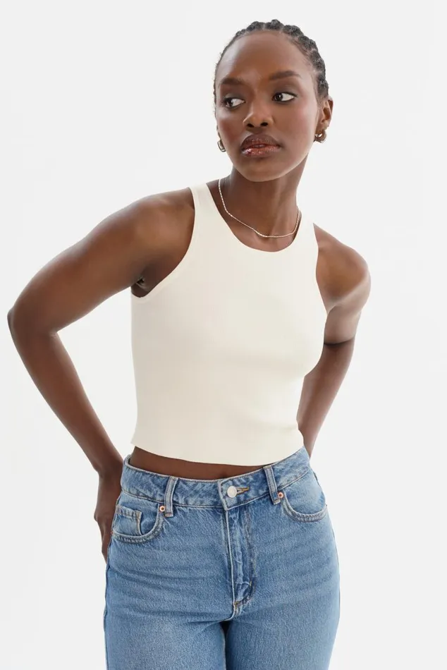 Women NEVINA Knit Tank Top Off White LAMARQUE Tops