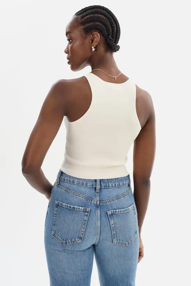 Women NEVINA Knit Tank Top Off White LAMARQUE Tops