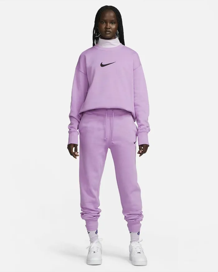 Women Nike All Clothing Sportswear Phoenix Fleece Rush Fuchsiablack