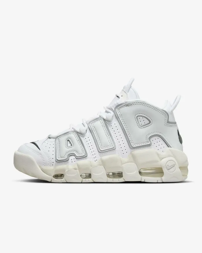Women Nike All Shoes Air More Uptempo Whitephoton Dustmetallic Silveriron Grey