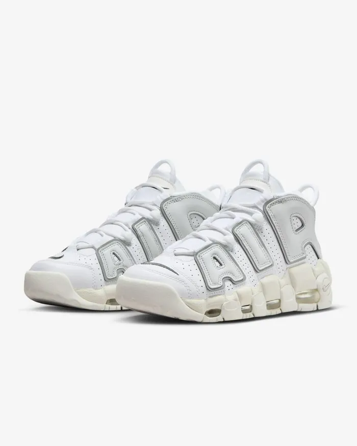 Women Nike All Shoes Air More Uptempo Whitephoton Dustmetallic Silveriron Grey