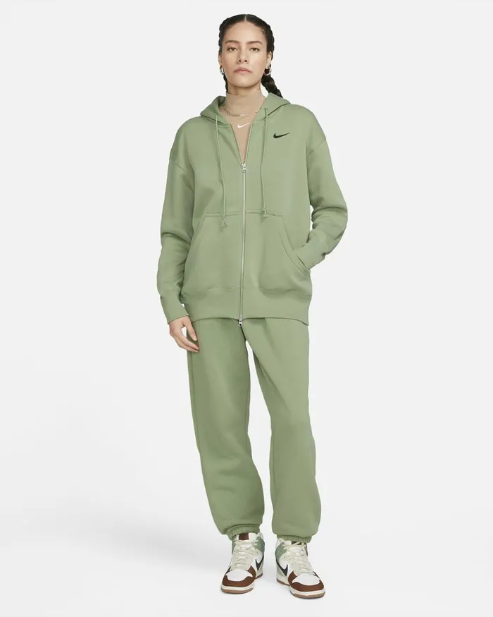 Women Nike Hoodies And Sweatshirts Sportswear Phoenix Fleece Oil Greenblack