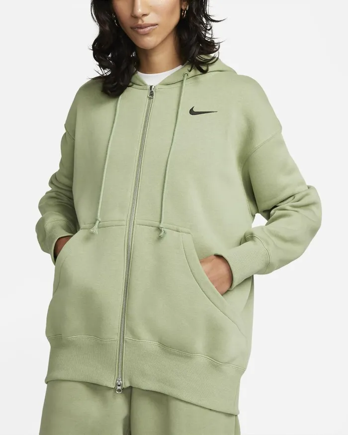 Women Nike Hoodies And Sweatshirts Sportswear Phoenix Fleece Oil Greenblack