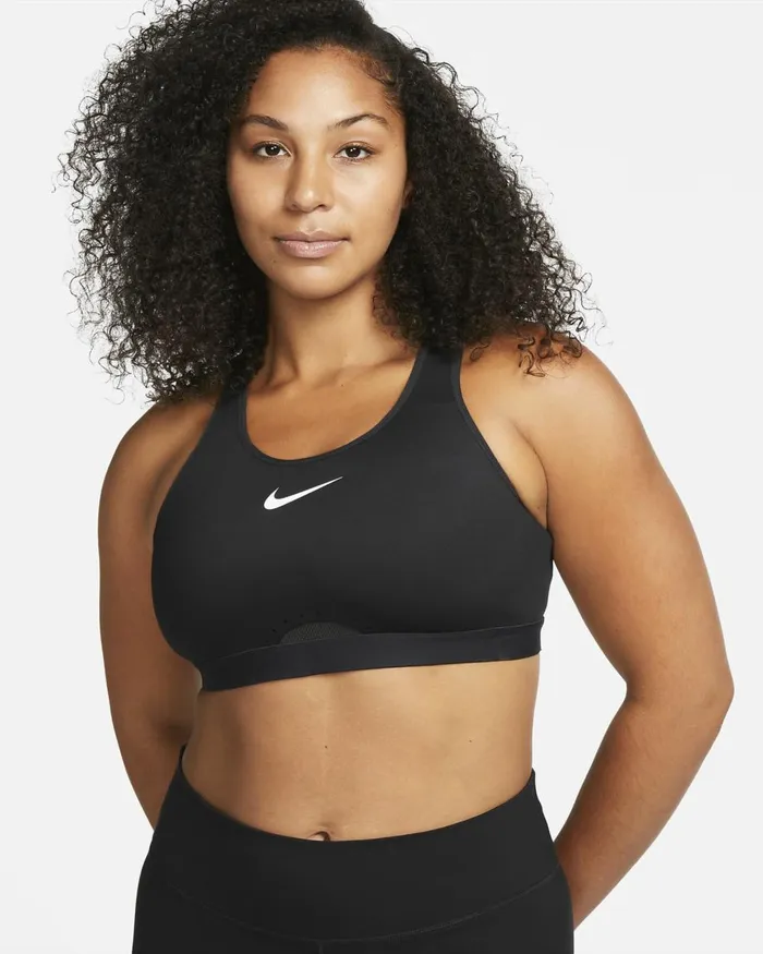 Women Nike Sports Bras Swoosh Blackblackdark Smoke Greywhite