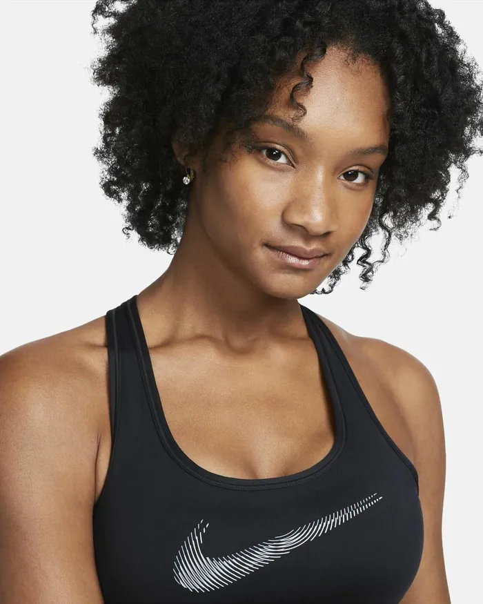 Women Nike Sports Bras Swoosh MediumSupport Blackblackcool Grey