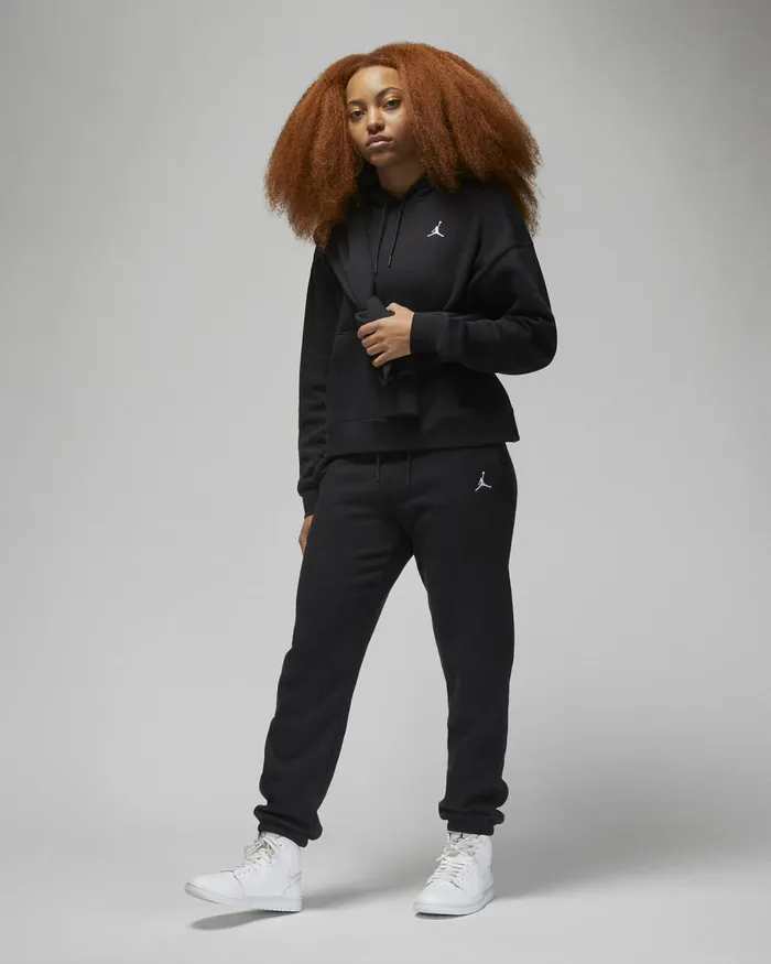 Women Nike Trousers Jordan Brooklyn Fleece Blackwhite