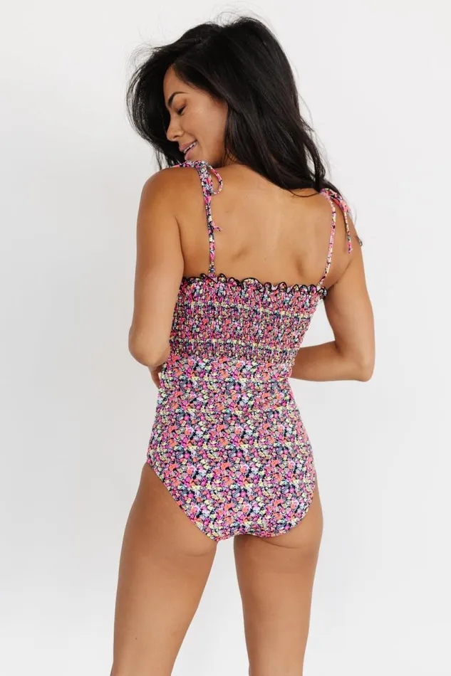 Women Nikki Smocked One Piece Neon Floral Baltic Born One Piece
