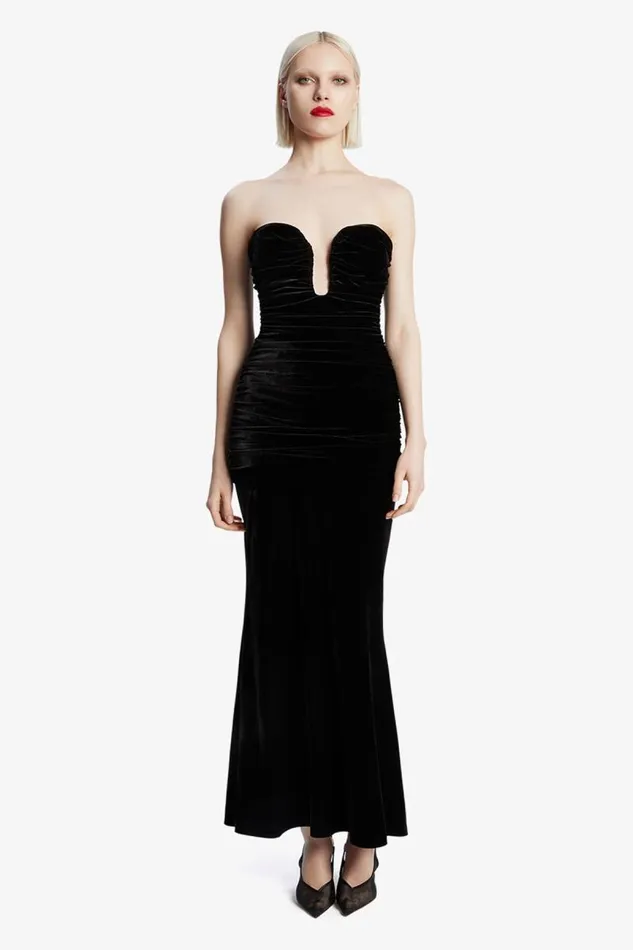 Women Occasion Dresses Bardot Elvira Velvet Maxi Dress In Black Black