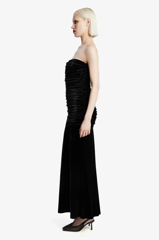 Women Occasion Dresses Bardot Elvira Velvet Maxi Dress In Black Black