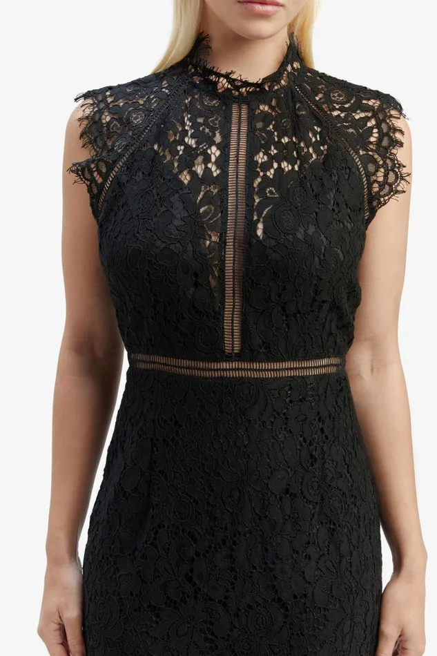Women Occasion Dresses Bardot Lace Panel Dress In Black Black