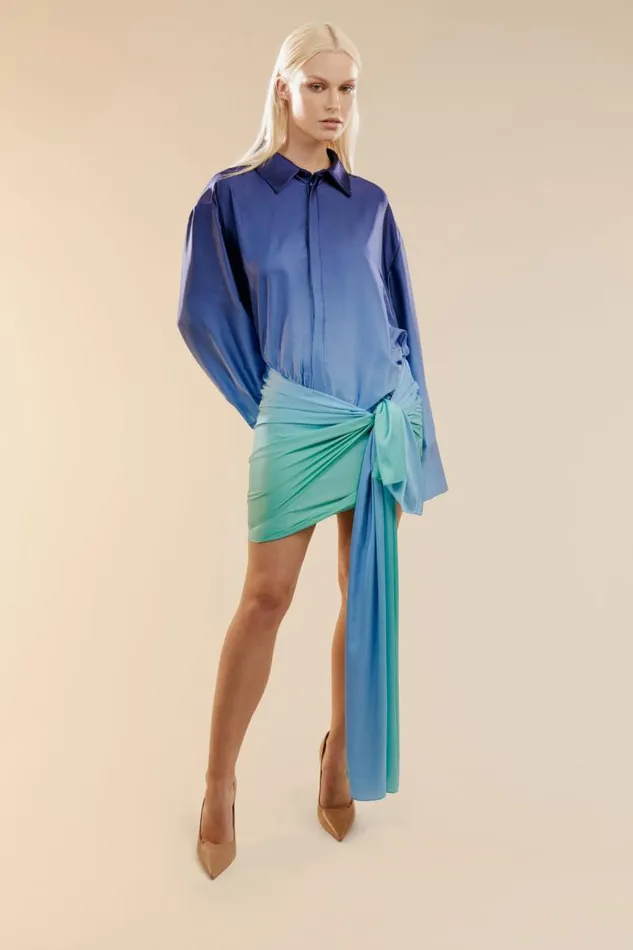 Women Occasion Dresses Bardot Malira Ombre Shirt Dress In Bluegreen Bluegreen