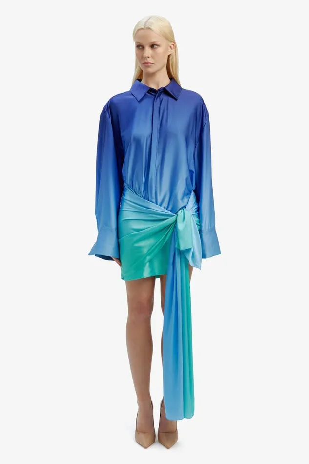Women Occasion Dresses Bardot Malira Ombre Shirt Dress In Bluegreen Bluegreen