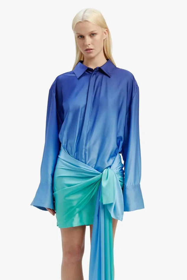 Women Occasion Dresses Bardot Malira Ombre Shirt Dress In Bluegreen Bluegreen