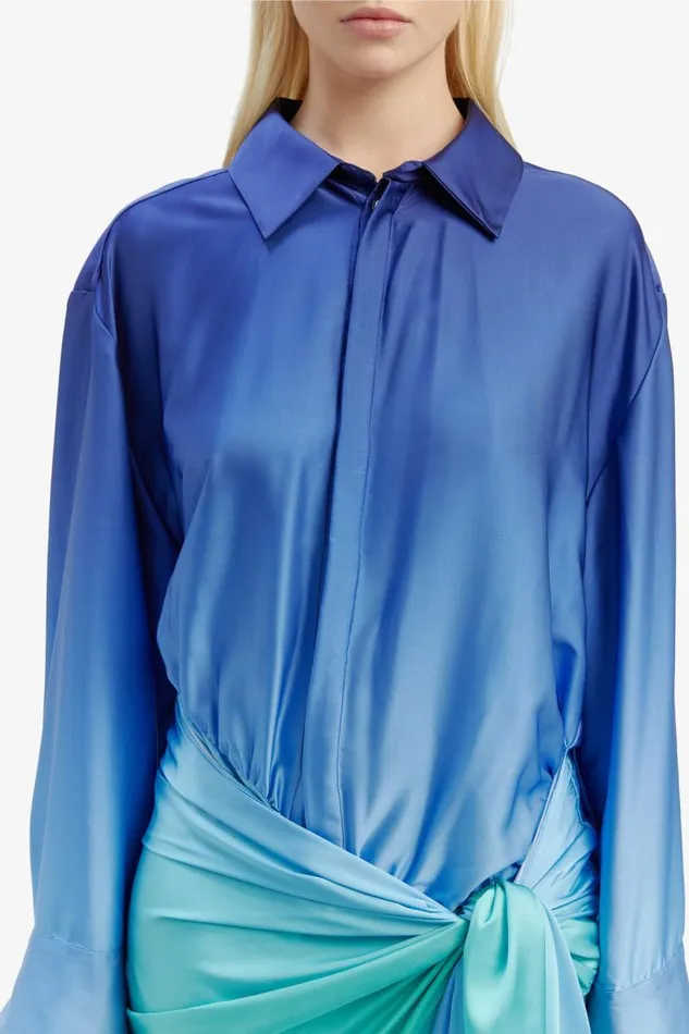 Women Occasion Dresses Bardot Malira Ombre Shirt Dress In Bluegreen Bluegreen