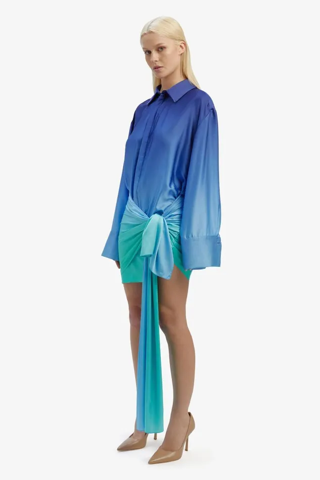 Women Occasion Dresses Bardot Malira Ombre Shirt Dress In Bluegreen Bluegreen