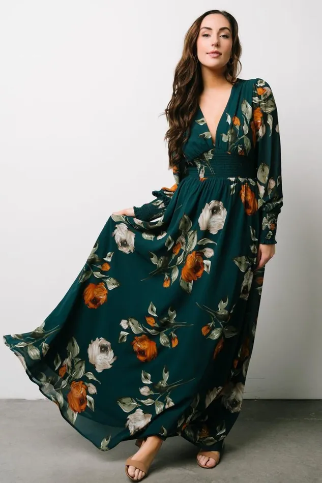 Women Olivia Maxi Dress Deep Topaz Floral Baltic Born The Guest Edit