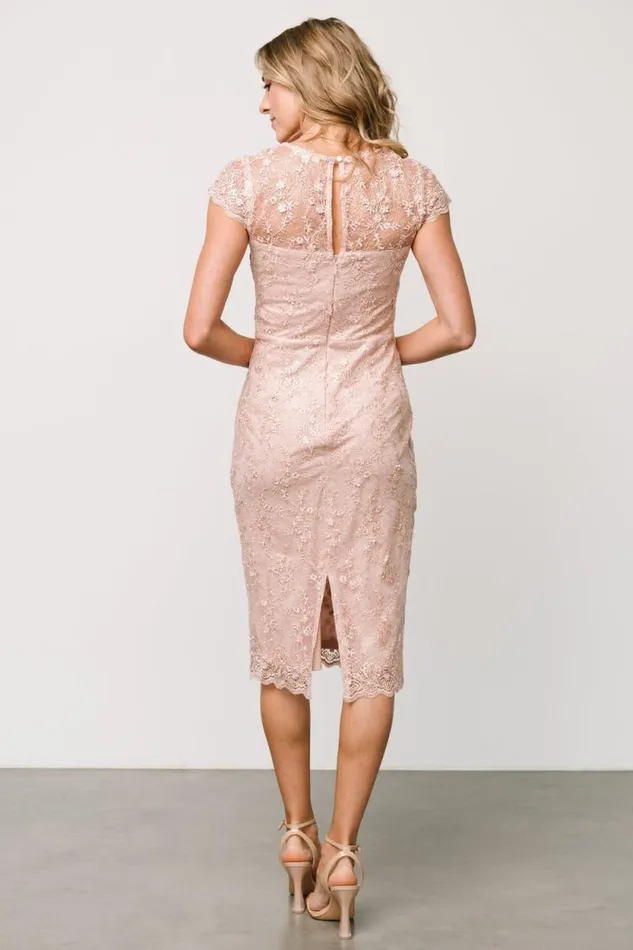 Women Oriana Embossed Shimmer Midi Dress Nude Blush Baltic Born Embellished and Sequined Women Oriana Embossed Shimmer Midi Dress Nude Blush Baltic Born Embellished and Sequined