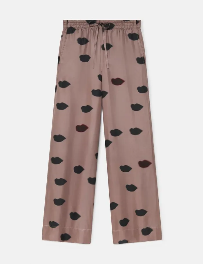Women Oversized Lips Print Pants Ashy Mauve Stella McCartney Pants And Shorts