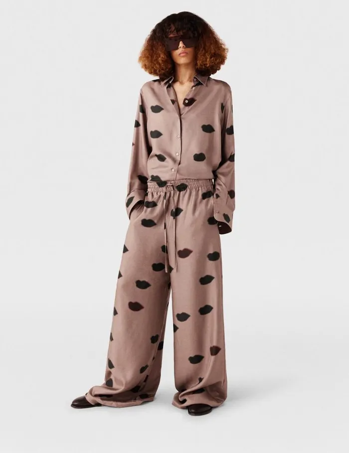 Women Oversized Lips Print Pants Ashy Mauve Stella McCartney Pants And Shorts