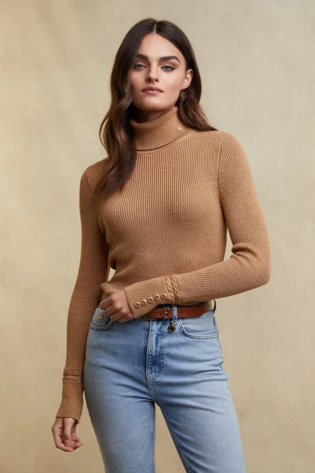 Women Painswick Roll Neck Caramel Holland Cooper Knitwear