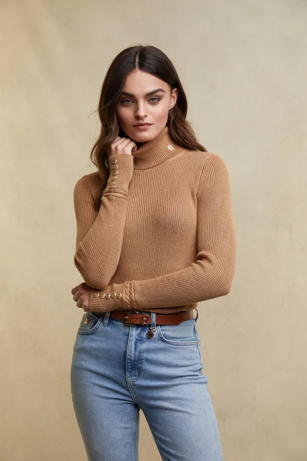 Women Painswick Roll Neck Caramel Holland Cooper Knitwear Women Painswick Roll Neck Caramel Holland Cooper Knitwear