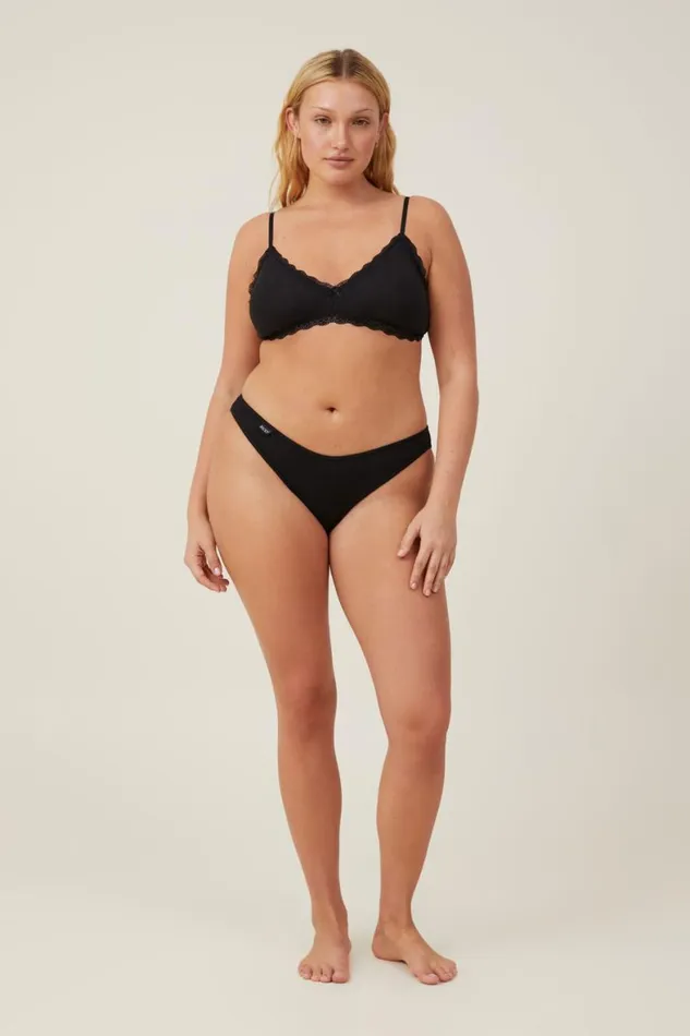 Women Panties Cotton On Organic Cotton Rib Cheeky Brief Black