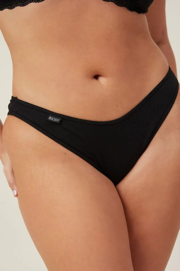 Women Panties Cotton On Organic Cotton Rib Cheeky Brief Black