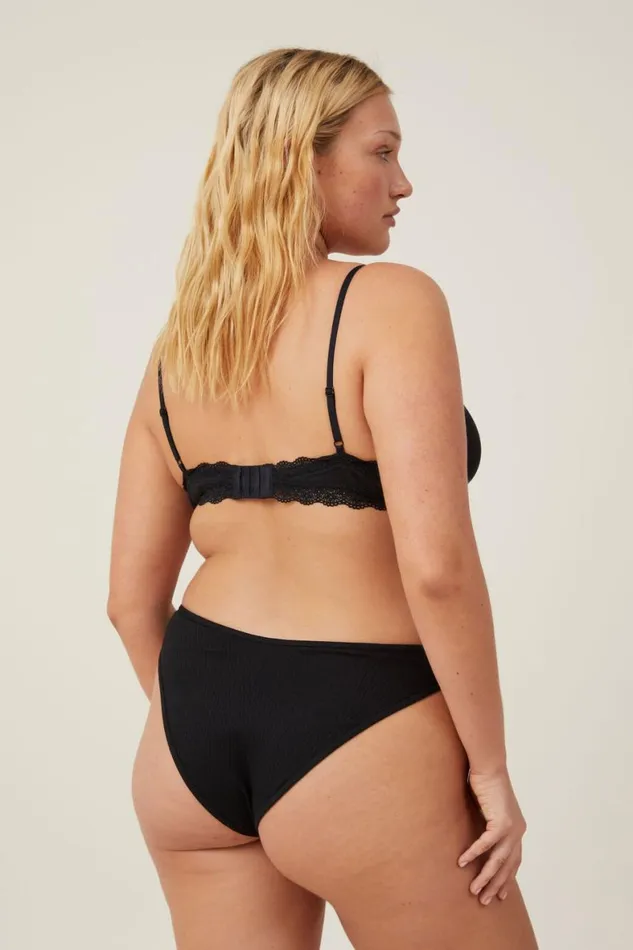 Women Panties Cotton On Organic Cotton Rib Cheeky Brief Black