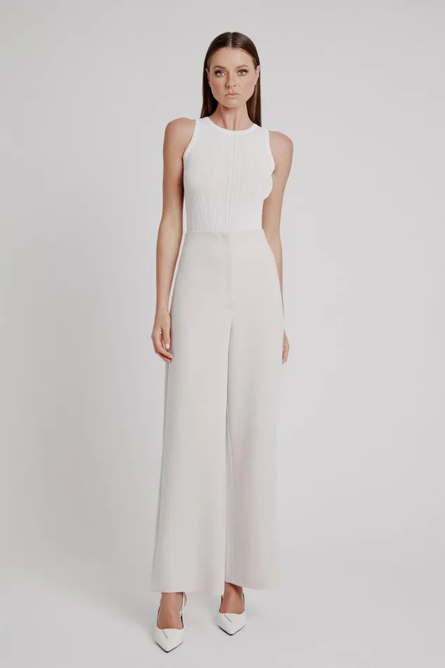 Women Pants Bardot Anna Mid Waist Tailored Pant In Orchid White Orchid White