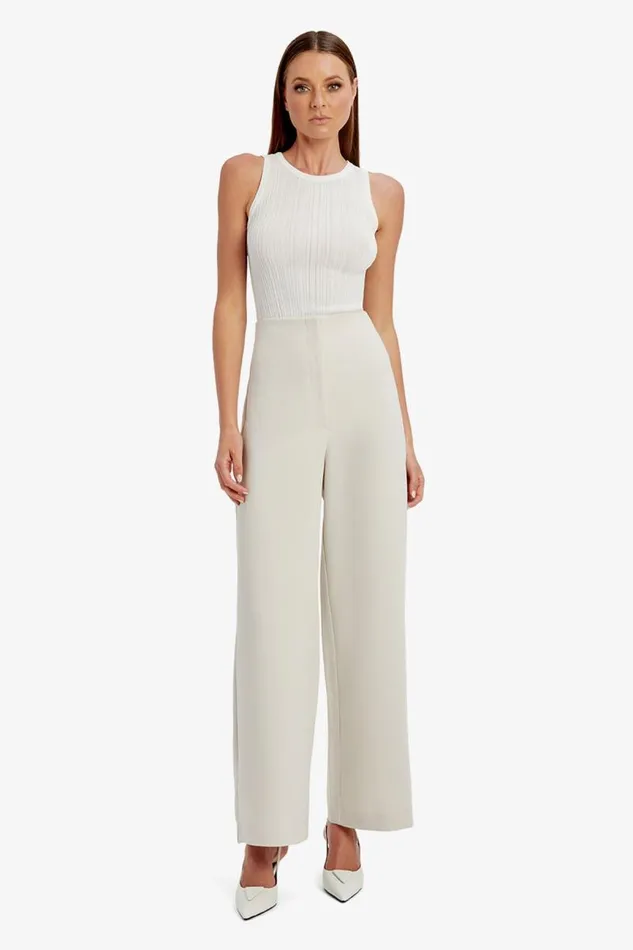 Women Pants Bardot Anna Mid Waist Tailored Pant In Orchid White Orchid White