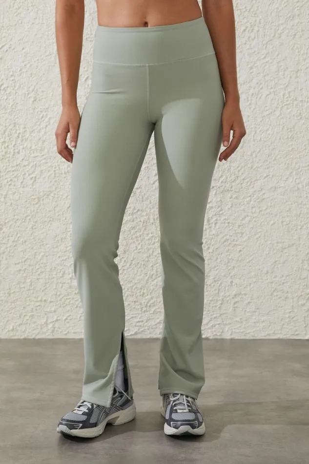 Women Pants Cotton On Active Rib Split Flare Tight Green Cloud Women Pants Cotton On Active Rib Split Flare Tight Green Cloud