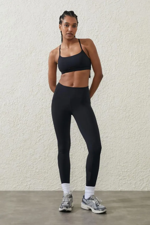 Women Pants Cotton On Ultra Luxe Mesh 78 Tight Black