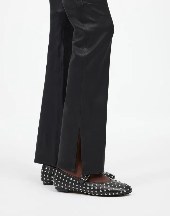 Women Pants Madewell Kick Out FullLength Pants In Leather True Black
