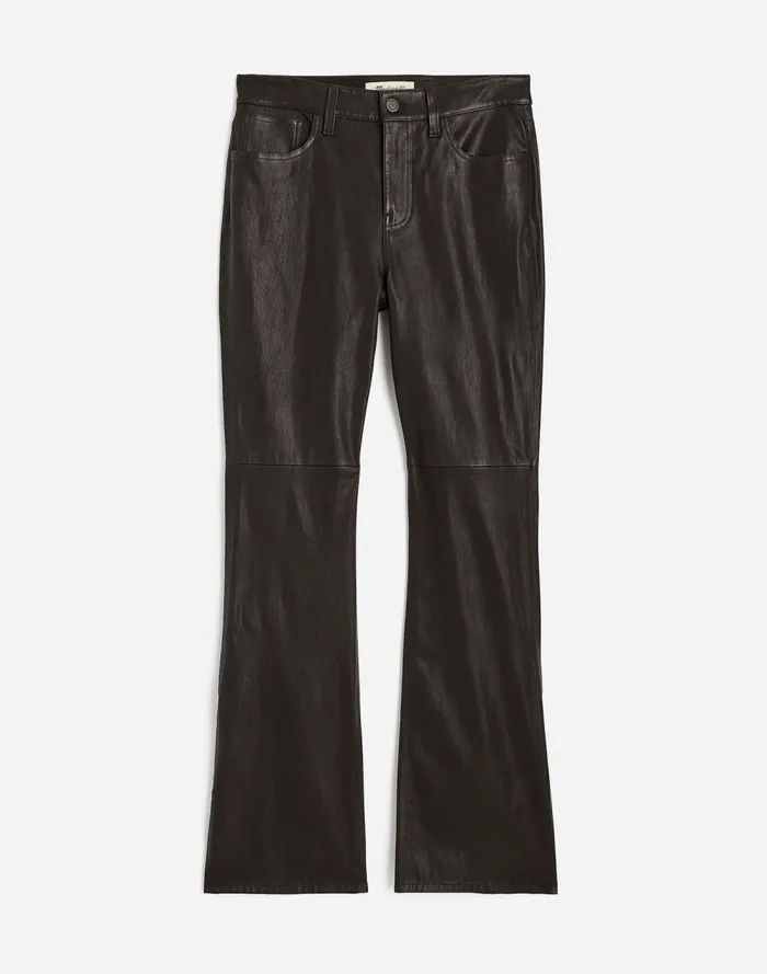 Women Pants Madewell Kick Out FullLength Pants In Leather True Black