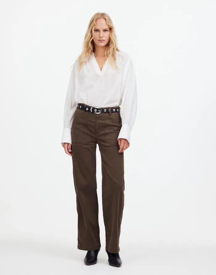 Women Pants Madewell LowSlung Baggy Utility Pants Field Olive