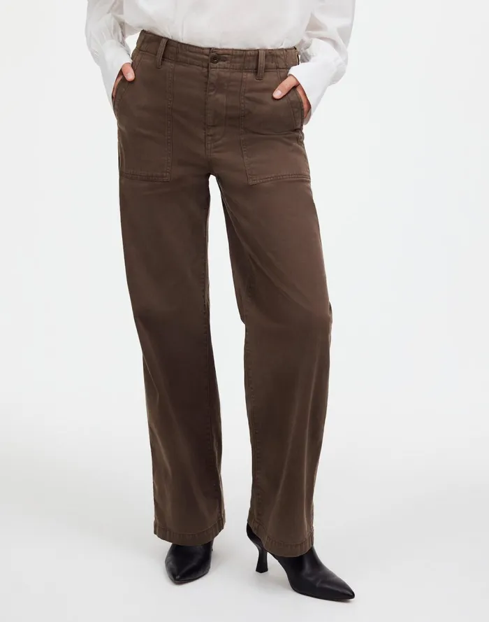 Women Pants Madewell LowSlung Baggy Utility Pants Field Olive