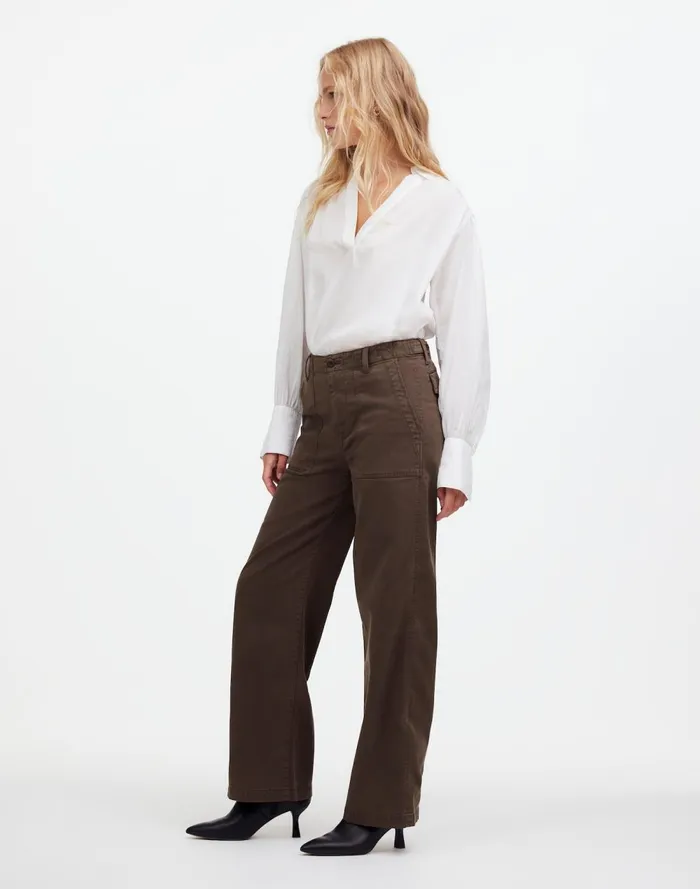 Women Pants Madewell LowSlung Baggy Utility Pants Field Olive