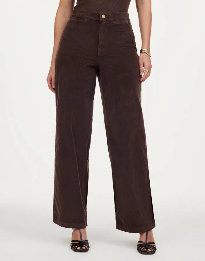 Women Pants Madewell The Curvy Emmett WideLeg Pant In Corduroy Welt Pocket Edition Dark Carob