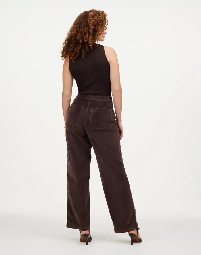 Women Pants Madewell The Curvy Emmett WideLeg Pant In Corduroy Welt Pocket Edition Dark Carob
