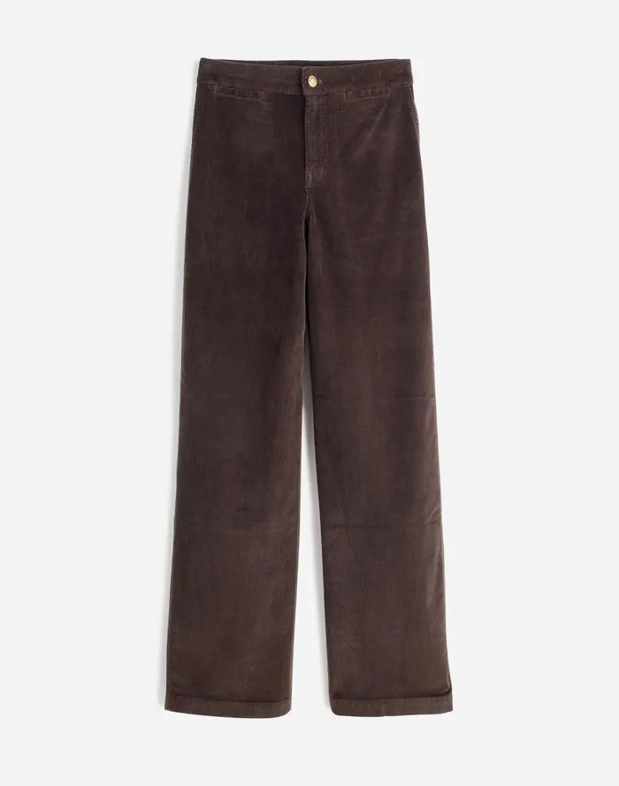 Women Pants Madewell The Curvy Emmett WideLeg Pant In Corduroy Welt Pocket Edition Dark Carob