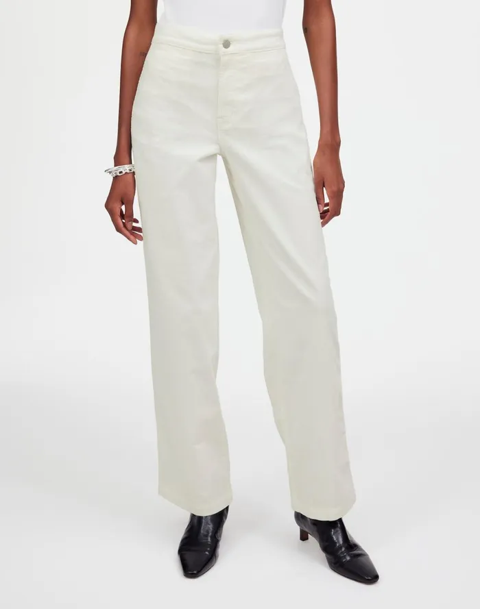 Women Pants Madewell The Emmett WideLeg Pant In Corduroy Welt Pocket Edition Winter White