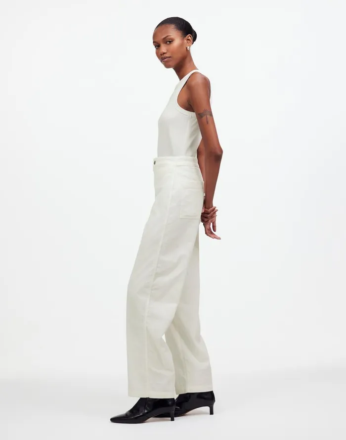 Women Pants Madewell The Emmett WideLeg Pant In Corduroy Welt Pocket Edition Winter White