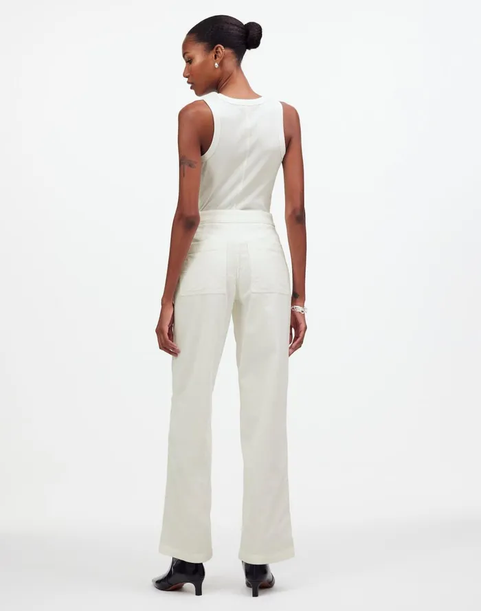 Women Pants Madewell The Emmett WideLeg Pant In Corduroy Welt Pocket Edition Winter White