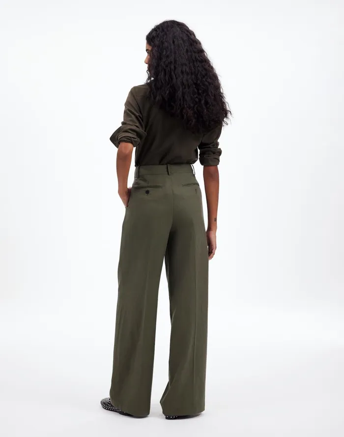 Women Pants Madewell The Harlow WideLeg Pant In Drapey Twill Faded Ivy