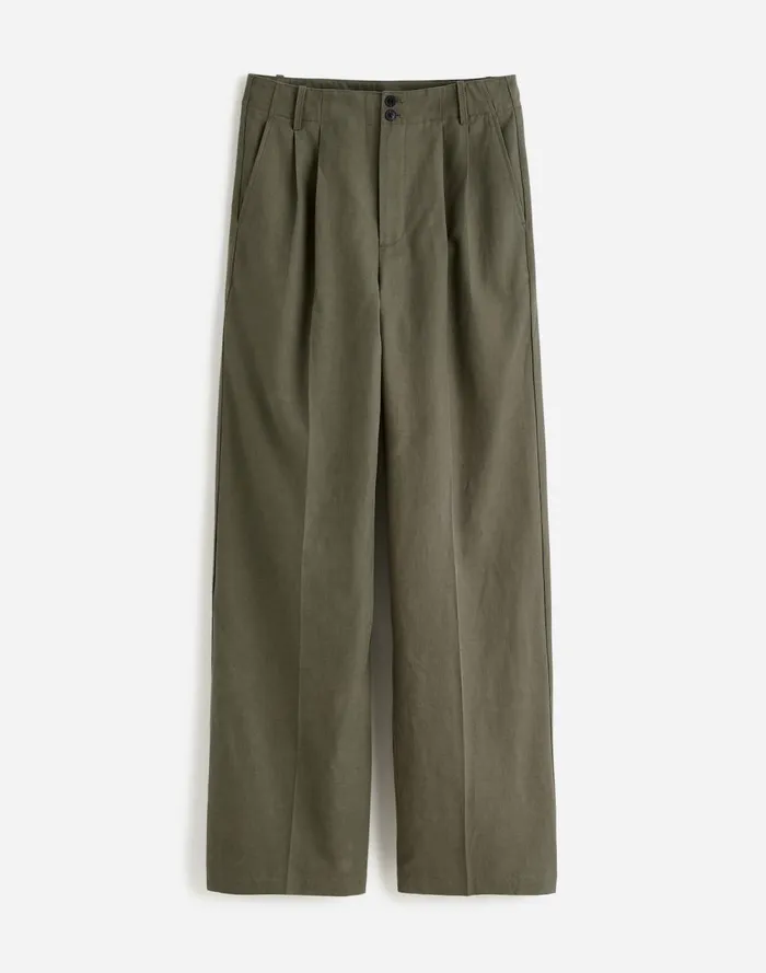 Women Pants Madewell The Harlow WideLeg Pant In Drapey Twill Faded Ivy