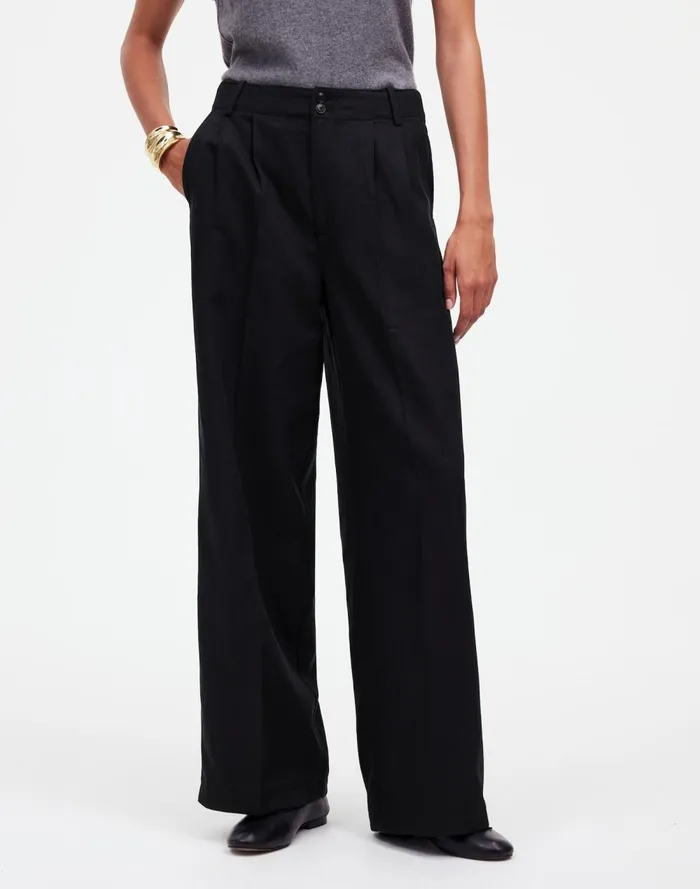 Women Pants Madewell The Harlow WideLeg Pant In Drapey Twill True Black