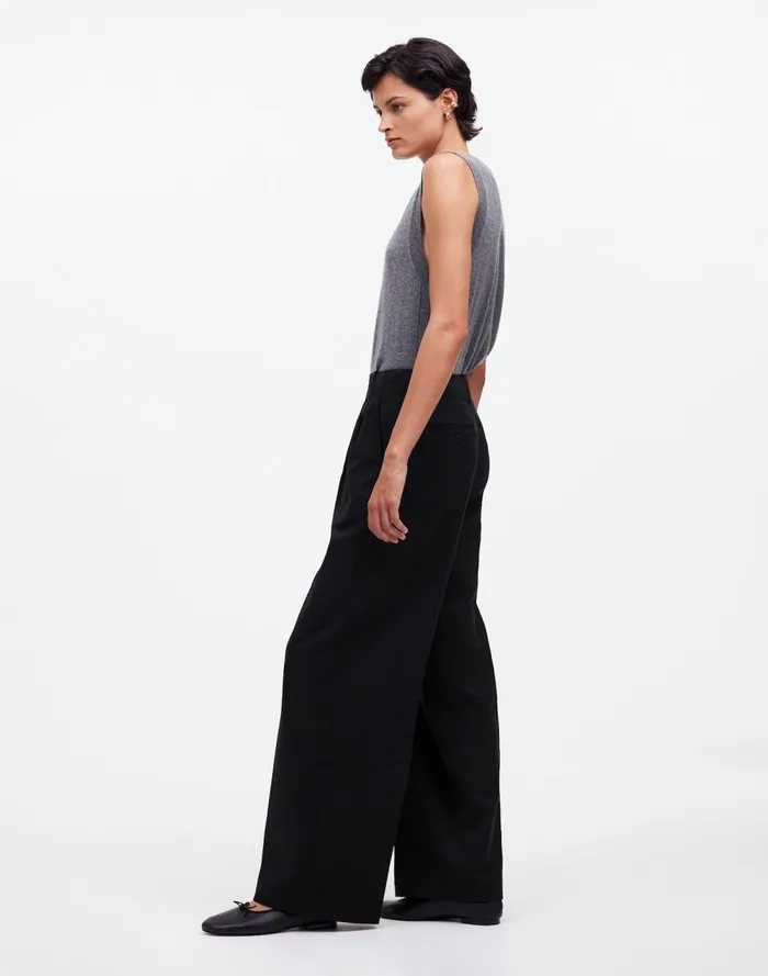 Women Pants Madewell The Harlow WideLeg Pant In Drapey Twill True Black