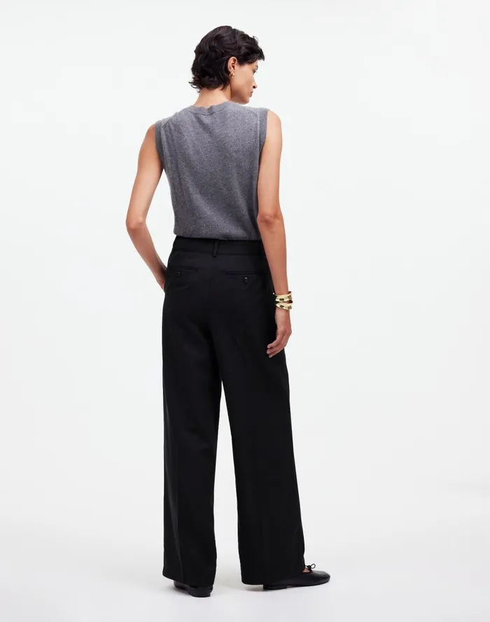 Women Pants Madewell The Harlow WideLeg Pant In Drapey Twill True Black