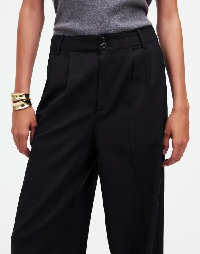 Women Pants Madewell The Harlow WideLeg Pant In Drapey Twill True Black
