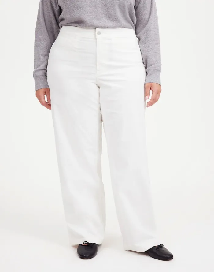 Women Pants Madewell The Plus Emmett WideLeg Pant In Corduroy Welt Pocket Edition Winter White